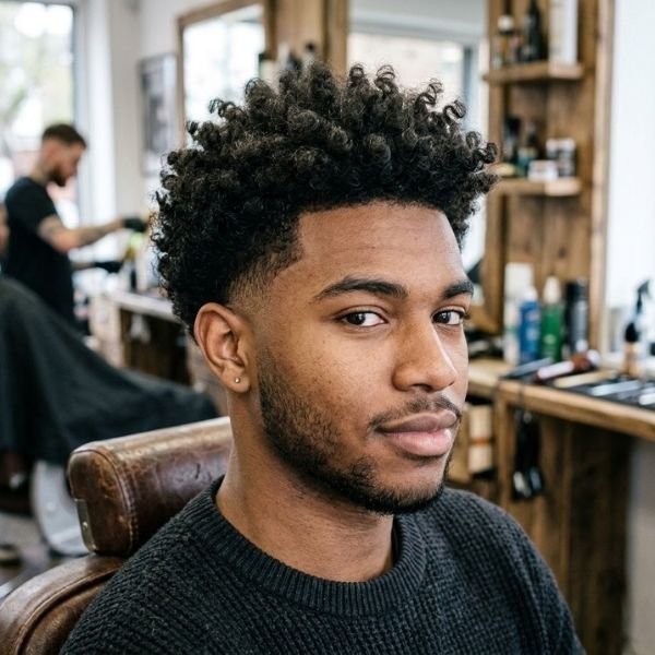 Low Taper Fade Curly Hair Fluffy