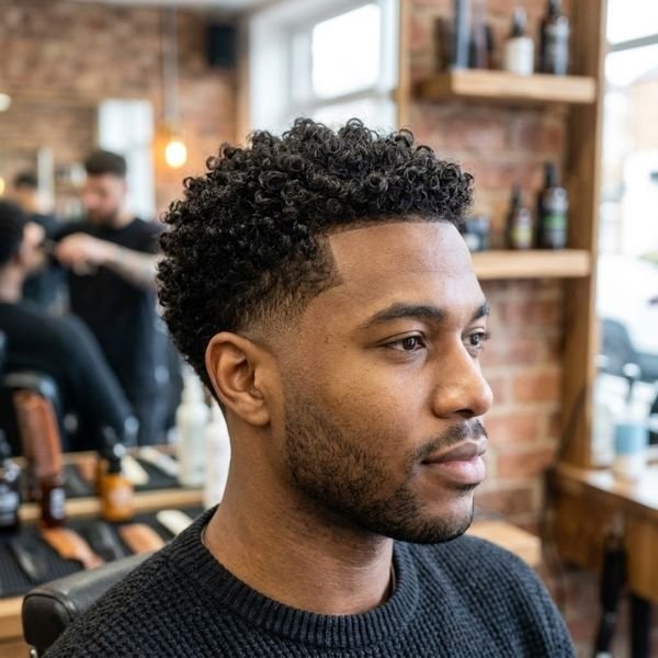 Low Taper Fade Curly Hair Short