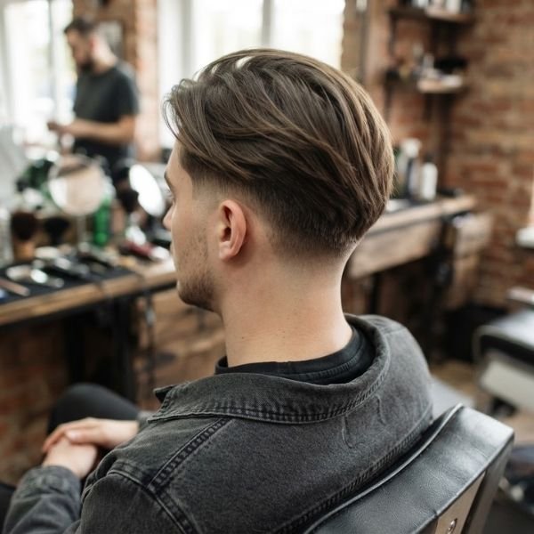 Low Taper Fade Long on Top Straight Hair