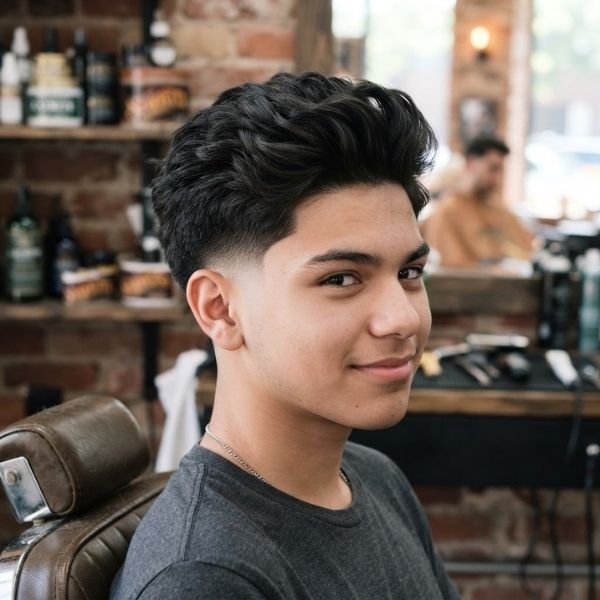Low Taper Fade Quiff for Teen Boys