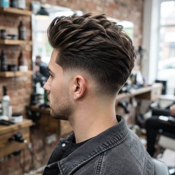 Low Taper Fade Quiff with Textured Top