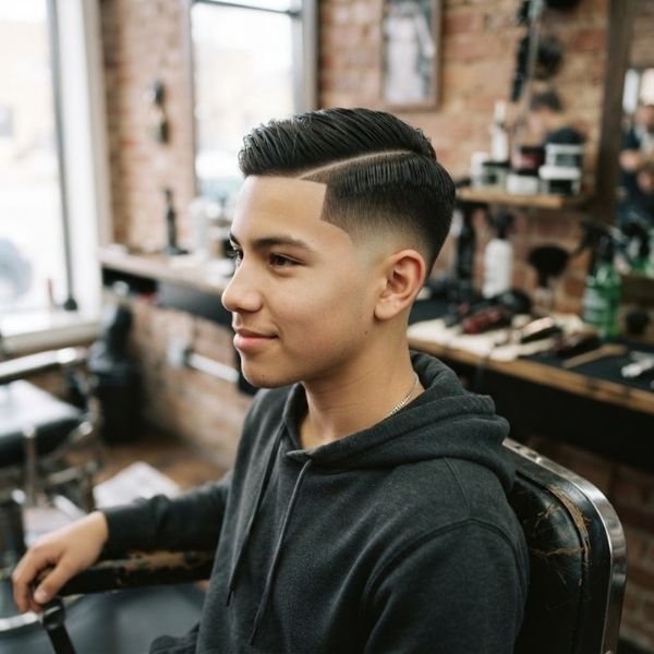 Low Taper Fade Side Part for Teen Boys