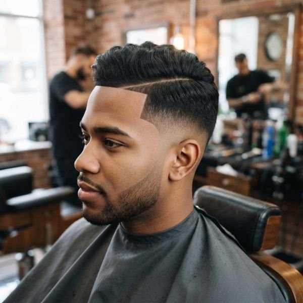 Low Taper Fade Side Part with Line Up
