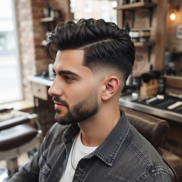 Low Taper Fade Side Part with Volume