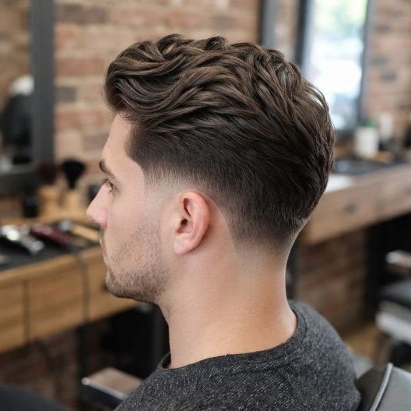 Low Taper Fade Side Swept Quiff