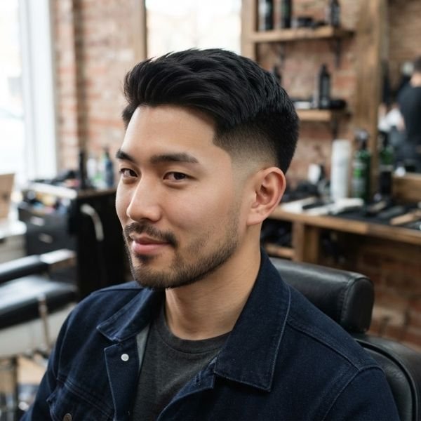 Low Taper Fade Straight Hair Asian