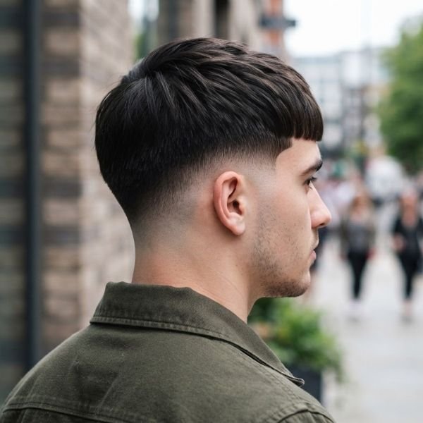 Low Taper Fade Straight Hair Fringe