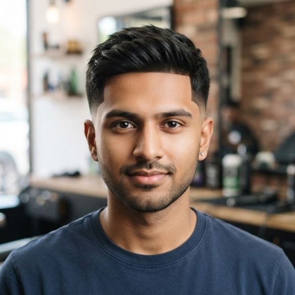 Low Taper Fade Straight Hair Front Style