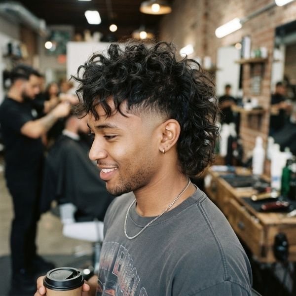 Messy Mid Taper Fade Mullet