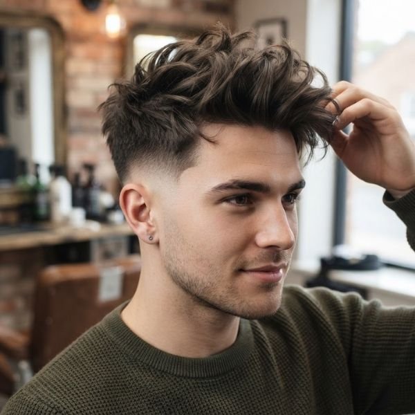 Messy Quiff with Taper Fade