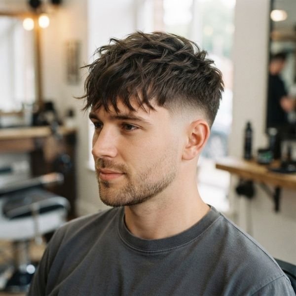 Messy Top Low Taper Fade Straight Hair