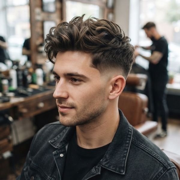Messy Wavy Quiff with Low Taper