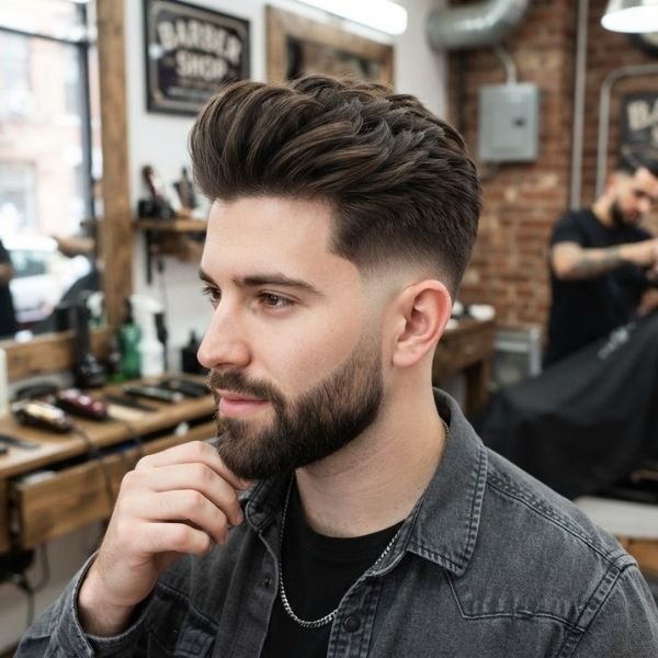 Modern Low Taper Fade Quiff Haircut