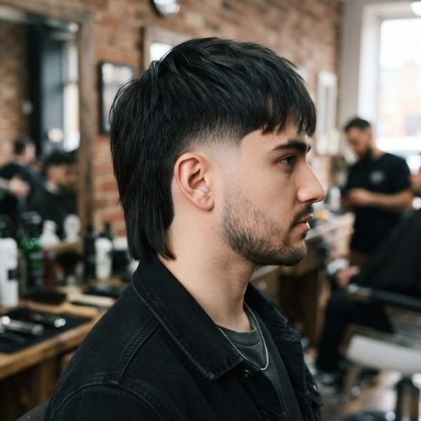 Modern Mullet Low Taper Fade Straight Hair