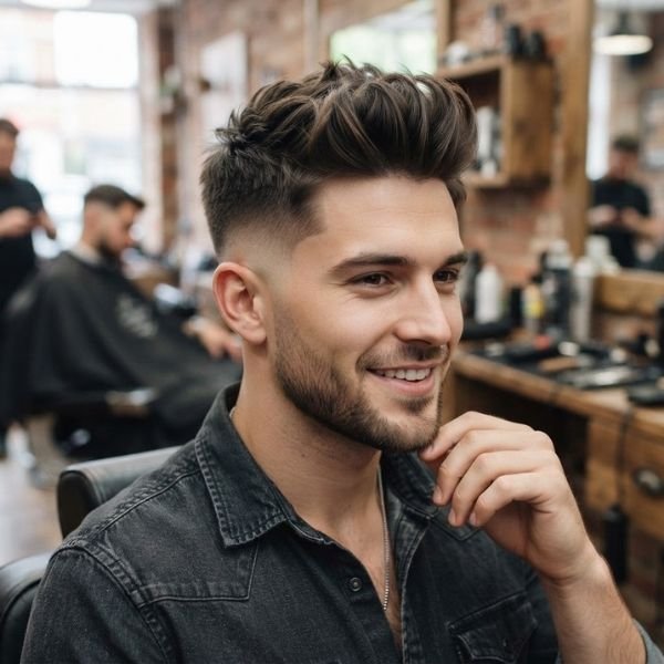 Natural Quiff with High Fade