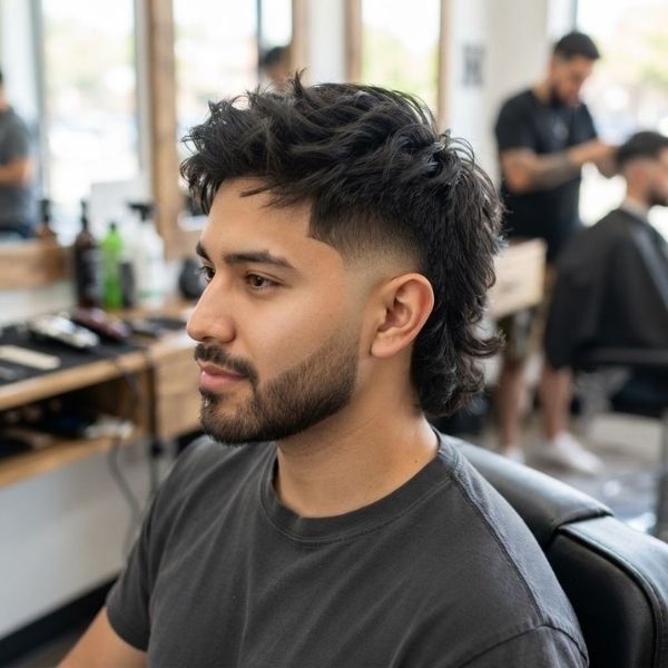 Short Mid Taper Fade Mullet