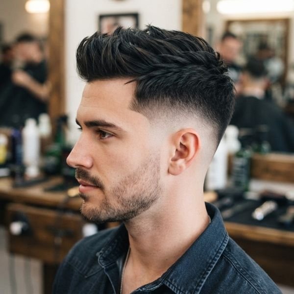 Short Quiff with Low Taper Fade