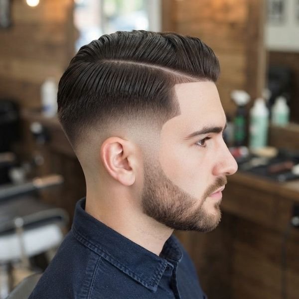 Side Part Low Taper Fade Straight Hair