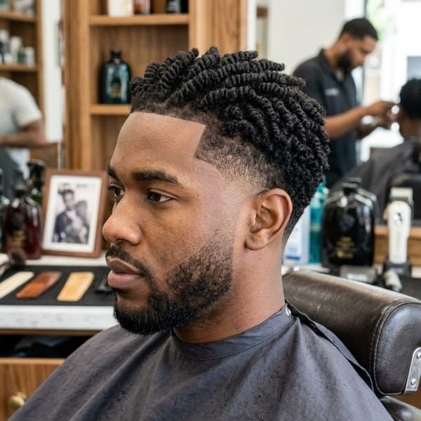 Sponge Twist Low Taper Fade Black Haircut