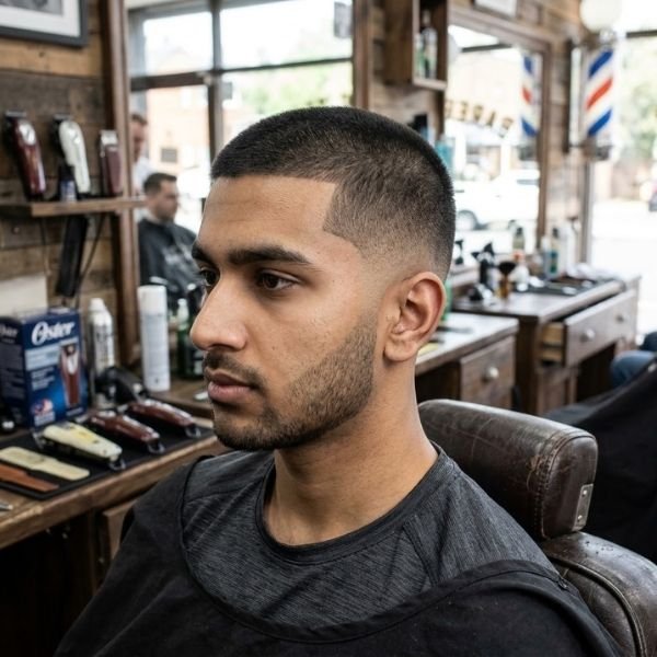 Straight Hair Low Taper Fade Buzz Cut