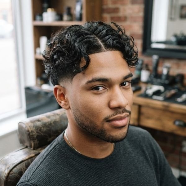 Textured Low Taper Fade Middle Part