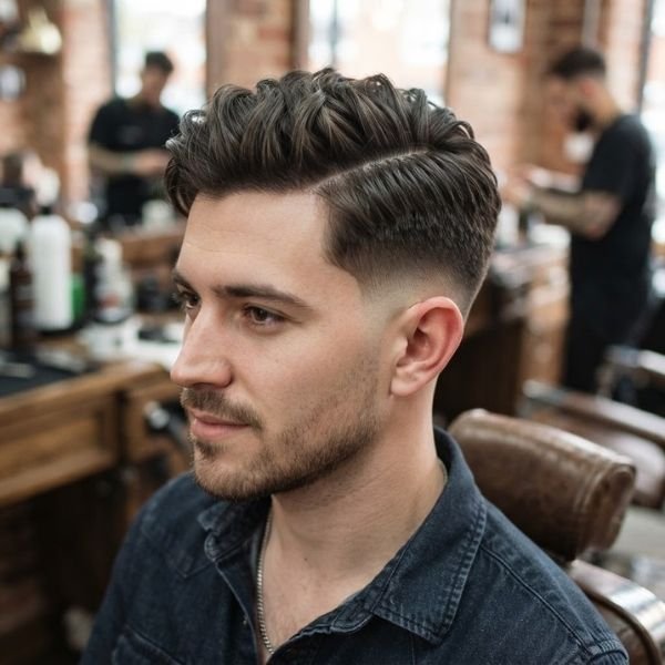 Textured Low Taper Fade Side Part