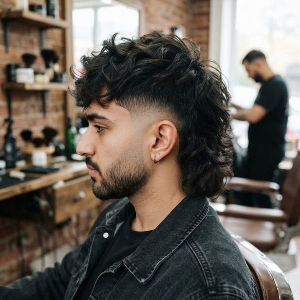 Textured Mid Taper Fade Mullet