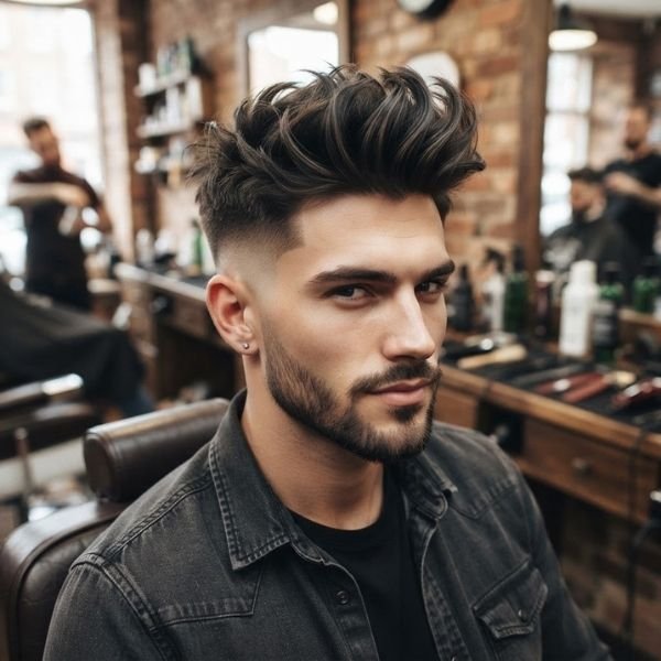 Textured Quiff with Sharp Fade