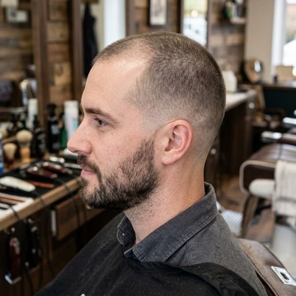 Thin Hair Low Taper Fade Buzz Cut