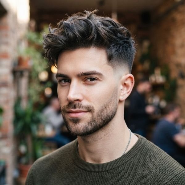 Tousled Short Quiff with Low Fade